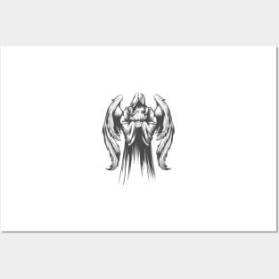 Winged Angel Engraving Tattoo Posters and Art